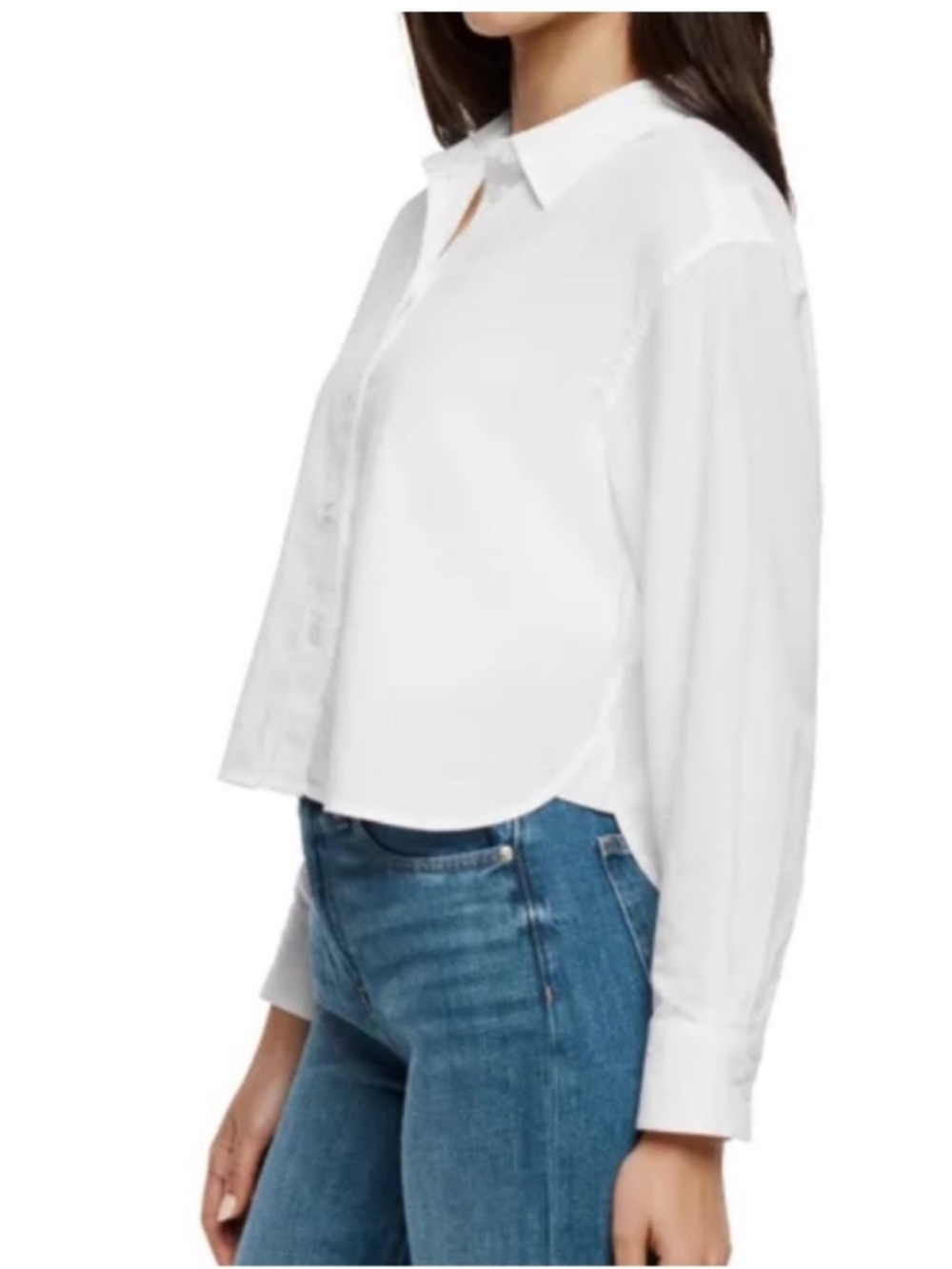 NWT GAP Women's White 100% Cotton Cropped Poplin Button-Up
Shirt - Size L